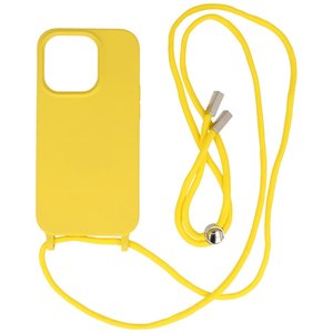 2.5 mm Dikke Fashion Backcover met Koord Telefoonhoesje - Color Hoesje - Geschikt voor iPhone 14 Pro - Geel