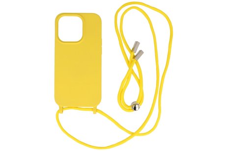 2.5 mm Dikke Fashion Backcover met Koord Telefoonhoesje - Color Hoesje - Geschikt voor iPhone 14 Pro - Geel