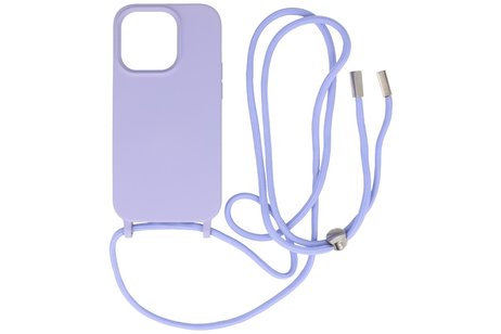 BAOHU 2.5 mm Dikke Fashion Backcover met Koord Telefoonhoesje - Color Hoesje - Geschikt voor iPhone 14 Pro - Paars