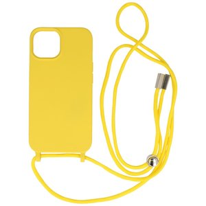 BAOHU 2.5 mm Dikke Fashion Backcover met Koord Telefoonhoesje - Color Hoesje - Geschikt voor iPhone 14 Plus - Geel