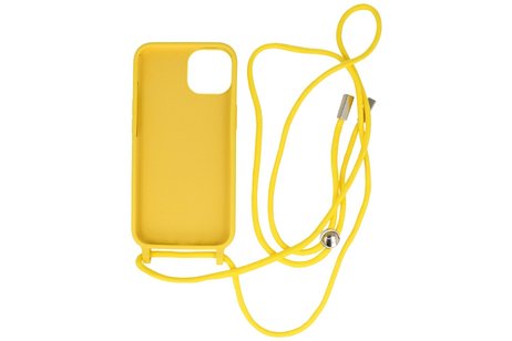 2.5 mm Dikke Fashion Backcover met Koord Telefoonhoesje - Color Hoesje - Geschikt voor iPhone 14 Plus - Geel
