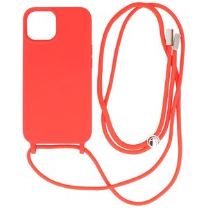 2.5 mm Dikke Fashion Backcover met Koord Telefoonhoesje - Color Hoesje - Geschikt voor iPhone 14 Plus - Rood