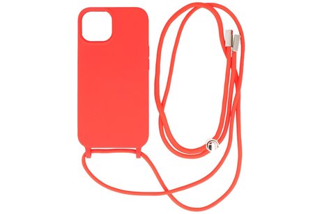 2.5 mm Dikke Fashion Backcover met Koord Telefoonhoesje - Color Hoesje - Geschikt voor iPhone 14 Plus - Rood