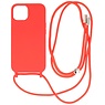 iPhone 14 Plus Hoesje met Koord Backcover Telefoonhoesje Rood