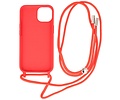 2.5 mm Dikke Fashion Backcover met Koord Telefoonhoesje - Color Hoesje - Geschikt voor iPhone 14 Plus - Rood