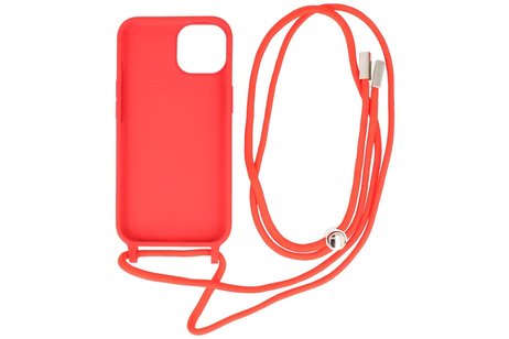 2.5 mm Dikke Fashion Backcover met Koord Telefoonhoesje - Color Hoesje - Geschikt voor iPhone 14 Plus - Rood