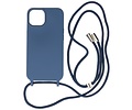 2.5 mm Dikke Fashion Backcover met Koord Telefoonhoesje - Color Hoesje - Geschikt voor iPhone 14 Plus - Navy