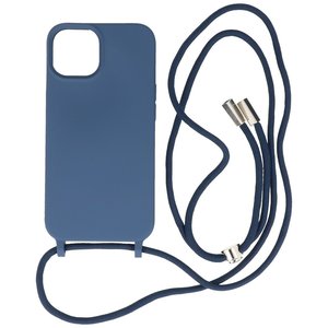 2.5 mm Dikke Fashion Backcover met Koord Telefoonhoesje - Color Hoesje - Geschikt voor iPhone 14 Plus - Navy