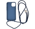 2.5 mm Dikke Fashion Backcover met Koord Telefoonhoesje - Color Hoesje - Geschikt voor iPhone 14 Plus - Navy