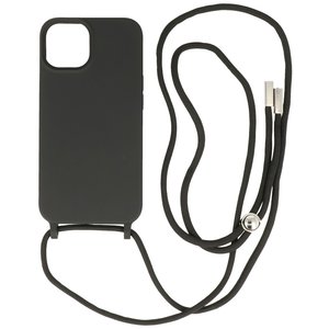 2.5 mm Dikke Fashion Backcover met Koord Telefoonhoesje - Color Hoesje - Geschikt voor iPhone 14 Plus - Zwart