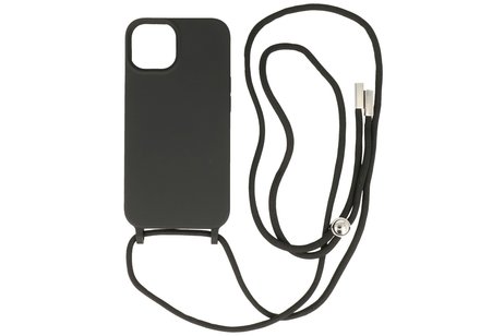 2.5 mm Dikke Fashion Backcover met Koord Telefoonhoesje - Color Hoesje - Geschikt voor iPhone 14 Plus - Zwart