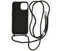 BAOHU 2.5 mm Dikke Fashion Backcover met Koord Telefoonhoesje - Color Hoesje - Geschikt voor iPhone 14 Plus - Zwart