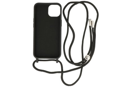 BAOHU 2.5 mm Dikke Fashion Backcover met Koord Telefoonhoesje - Color Hoesje - Geschikt voor iPhone 14 Plus - Zwart