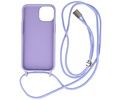 2.5 mm Dikke Fashion Backcover met Koord Telefoonhoesje - Color Hoesje - Geschikt voor iPhone 14 Plus - Paars