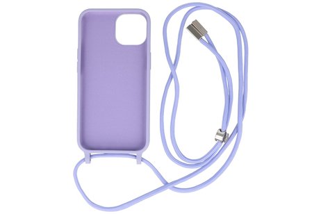 BAOHU 2.5 mm Dikke Fashion Backcover met Koord Telefoonhoesje - Color Hoesje - Geschikt voor iPhone 14 Plus - Paars