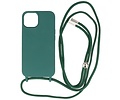 2.5 mm Dikke Fashion Backcover met Koord Telefoonhoesje - Color Hoesje - Geschikt voor iPhone 14 Plus - Donker Groen