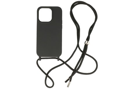 BAOHU 2.5 mm Dikke Fashion Backcover met Koord Telefoonhoesje - Color Hoesje - Geschikt voor iPhone 14 Pro Max - Zwart