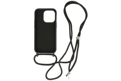 BAOHU 2.5 mm Dikke Fashion Backcover met Koord Telefoonhoesje - Color Hoesje - Geschikt voor iPhone 14 Pro Max - Zwart