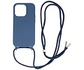 2.5 mm Dikke Fashion Backcover met Koord Telefoonhoesje - Color Hoesje - Geschikt voor iPhone 14 Pro Max - Navy