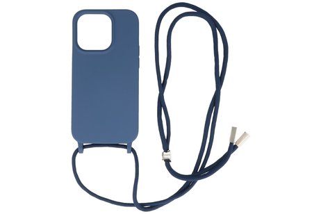 2.5 mm Dikke Fashion Backcover met Koord Telefoonhoesje - Color Hoesje - Geschikt voor iPhone 14 Pro Max - Navy