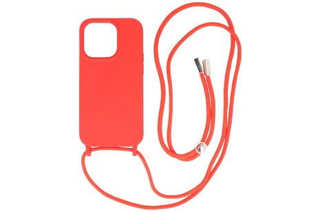 2.5 mm Dikke Fashion Backcover met Koord Telefoonhoesje - Color Hoesje - Geschikt voor iPhone 14 Pro Max - Rood