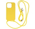 2.5 mm Dikke Fashion Backcover met Koord Telefoonhoesje - Color Hoesje - Geschikt voor iPhone 14 Pro Max - Geel