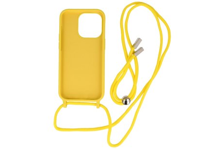2.5 mm Dikke Fashion Backcover met Koord Telefoonhoesje - Color Hoesje - Geschikt voor iPhone 14 Pro Max - Geel