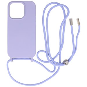 BAOHU 2.5 mm Dikke Fashion Backcover met Koord Telefoonhoesje - Color Hoesje - Geschikt voor iPhone 14 Pro Max - Paars