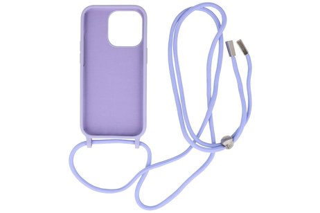 BAOHU 2.5 mm Dikke Fashion Backcover met Koord Telefoonhoesje - Color Hoesje - Geschikt voor iPhone 14 Pro Max - Paars