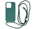 BAOHU 2.5 mm Dikke Fashion Backcover met Koord Telefoonhoesje - Color Hoesje - Geschikt voor iPhone 14 Pro Max - Donker Groen
