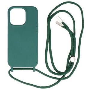 BAOHU 2.5 mm Dikke Fashion Backcover met Koord Telefoonhoesje - Color Hoesje - Geschikt voor iPhone 14 Pro Max - Donker Groen