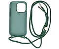 BAOHU 2.5 mm Dikke Fashion Backcover met Koord Telefoonhoesje - Color Hoesje - Geschikt voor iPhone 14 Pro Max - Donker Groen
