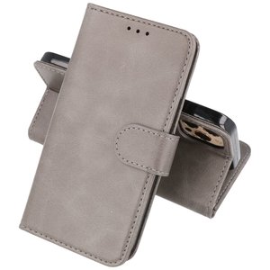 BAOHU Zakelijke Book Case Telefoonhoesje - Portemonnee Hoesje - Geschikt voor iPhone 14 Pro - Grijs