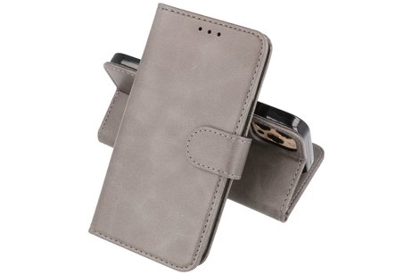 BAOHU Zakelijke Book Case Telefoonhoesje - Portemonnee Hoesje - Geschikt voor iPhone 14 Pro - Grijs