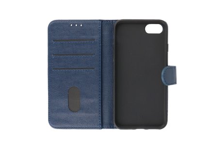 Zakelijke Book Case Telefoonhoesje - Portemonnee Hoesje - Geschikt voor iPhone 8 Plus  & iPhone 7 Plus - Navy