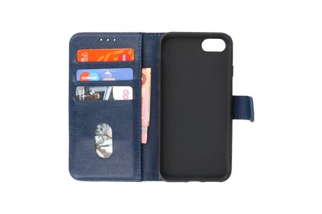 Zakelijke Book Case Telefoonhoesje - Portemonnee Hoesje - Geschikt voor iPhone 8 Plus  & iPhone 7 Plus - Navy