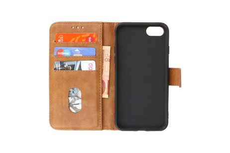 Zakelijke Book Case Telefoonhoesje - Portemonnee Hoesje - Geschikt voor iPhone 8 Plus  & iPhone 7 Plus - Bruin