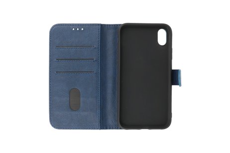 BAOHU Zakelijke Book Case Telefoonhoesje - Portemonnee Hoesje - Geschikt voor iPhone Xs & iPhone X - Navy