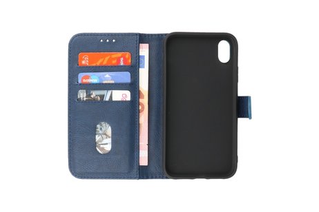 BAOHU Zakelijke Book Case Telefoonhoesje - Portemonnee Hoesje - Geschikt voor iPhone Xs & iPhone X - Navy