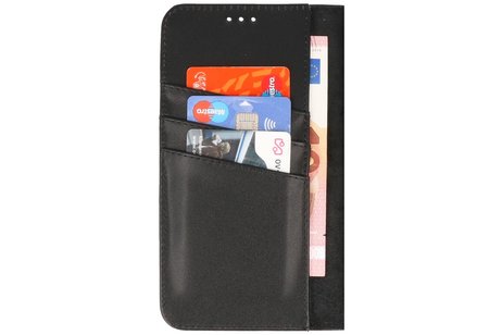 Echt Lederen Book Case Hoesje - Leren Portemonnee Telefoonhoesje - Geschikt voor de iPhone 14 Plus - Zwart