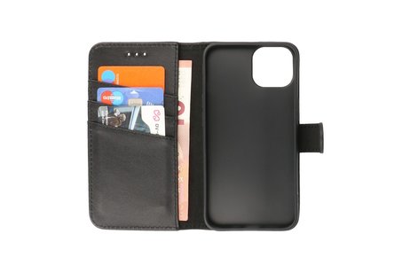 BAOHU Echt Lederen Book Case Hoesje - Leren Portemonnee Telefoonhoesje - Geschikt voor de iPhone 14 Plus - Zwart