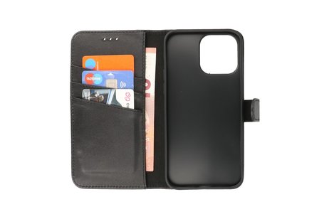 BAOHU Echt Lederen Book Case Hoesje - Leren Portemonnee Telefoonhoesje - Geschikt voor de iPhone 14 Pro Max - Zwart