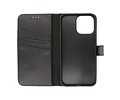 BAOHU Echt Lederen Book Case Hoesje - Leren Portemonnee Telefoonhoesje - Geschikt voor de iPhone 14 Pro - Zwart