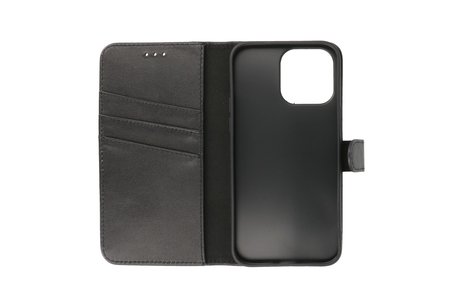 BAOHU Echt Lederen Book Case Hoesje - Leren Portemonnee Telefoonhoesje - Geschikt voor de iPhone 14 Pro - Zwart