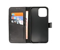 BAOHU Echt Lederen Book Case Hoesje - Leren Portemonnee Telefoonhoesje - Geschikt voor de iPhone 14 Pro - Zwart