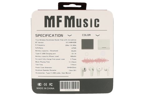 MF TWS + ENC Bluetooth Headset MF-06 Wit