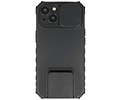 Premium Kwaliteit Anti Shock Hoesje - Back Cover - Camerawindow met Stand Functie - Geschikt voor iPhone 14 - Zwart