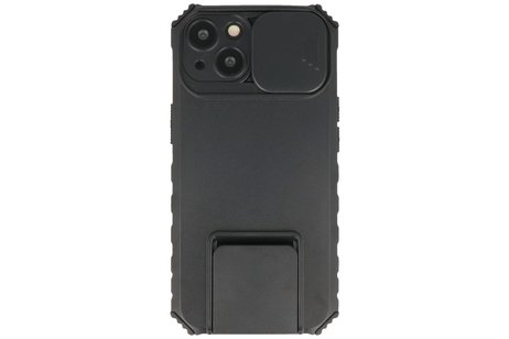 BAOHU Premium Kwaliteit Anti Shock Hoesje - Back Cover - Camerawindow met Stand Functie - Geschikt voor iPhone 14 - Zwart