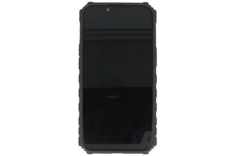 Premium Kwaliteit Anti Shock Hoesje - Back Cover - Camerawindow met Stand Functie - Geschikt voor iPhone 14 - Zwart