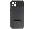 BAOHU Premium Kwaliteit Anti Shock Hoesje - Back Cover - Camerawindow met Stand Functie - Geschikt voor iPhone 14 - Zwart
